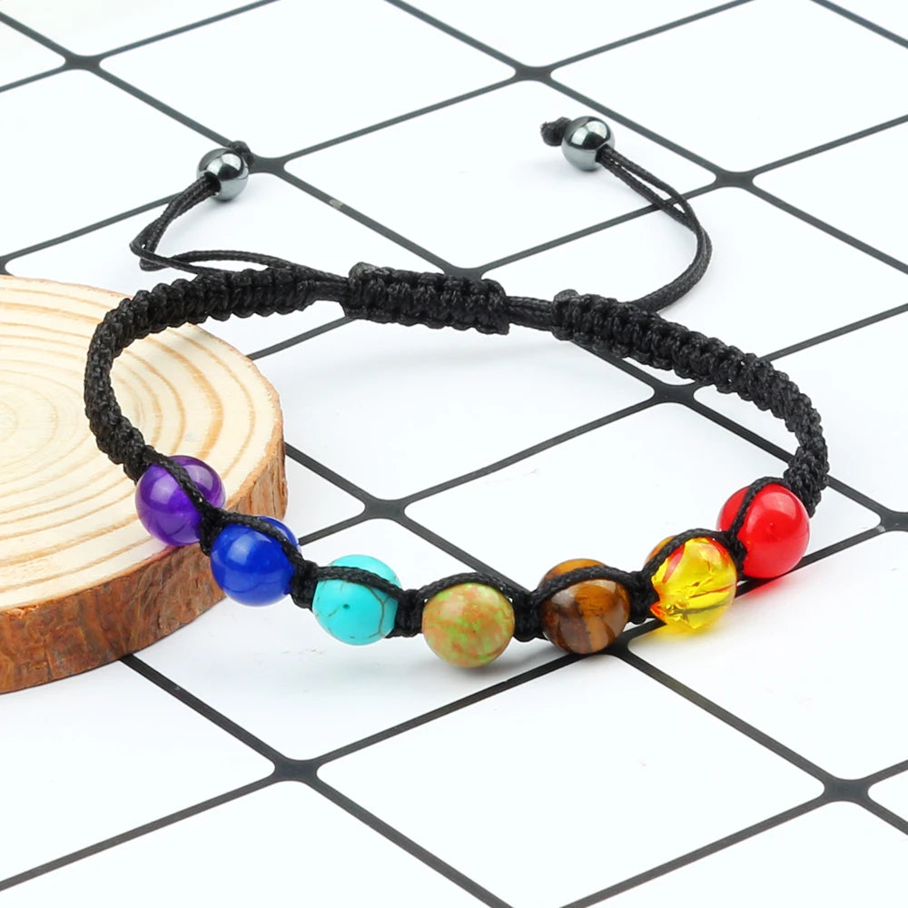 Chakra Armband handgemacht schwarz mit hintergrund