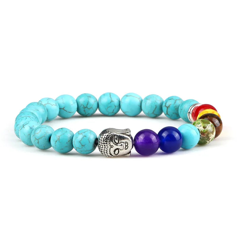 Chakra Buddha Armband blau