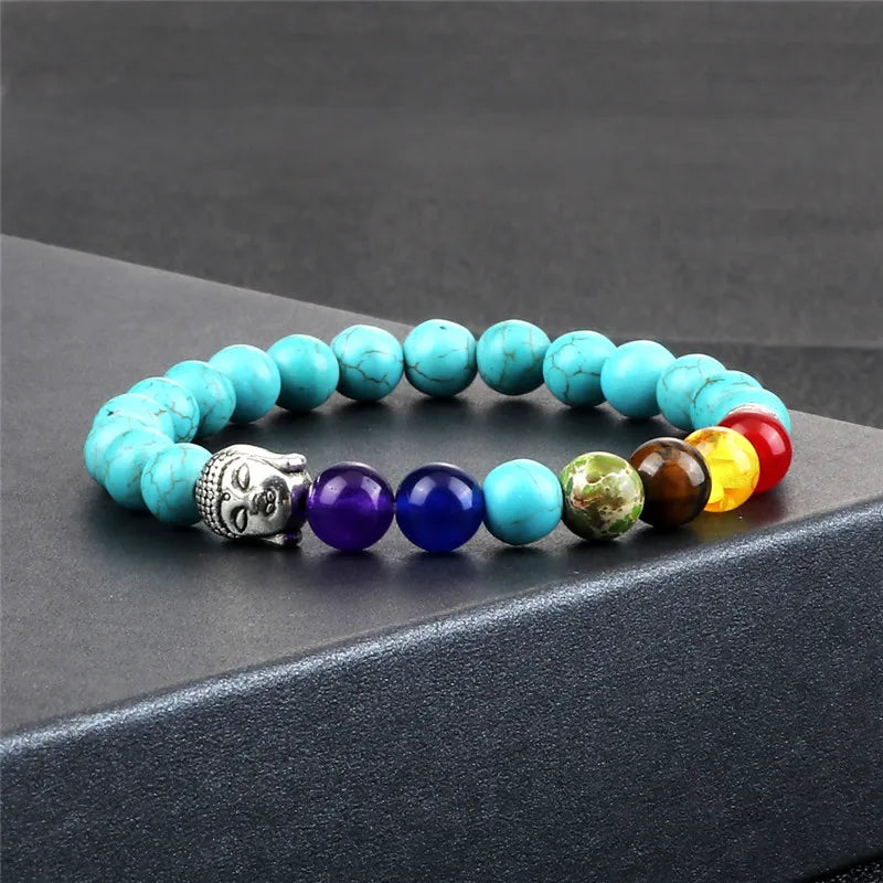 Chakra Buddha Armband blau mit hintergrund