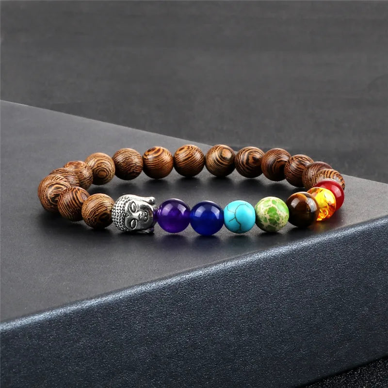 Chakra Buddha Armband holzstil mit hintergrund