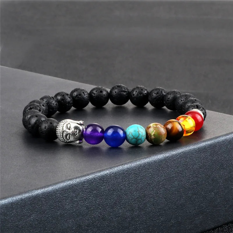 Chakra Buddha Armband lavastein mit hintergrund
