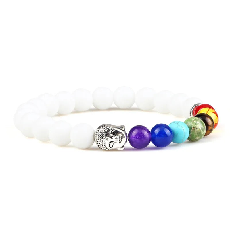 Chakra Buddha Armband weiß