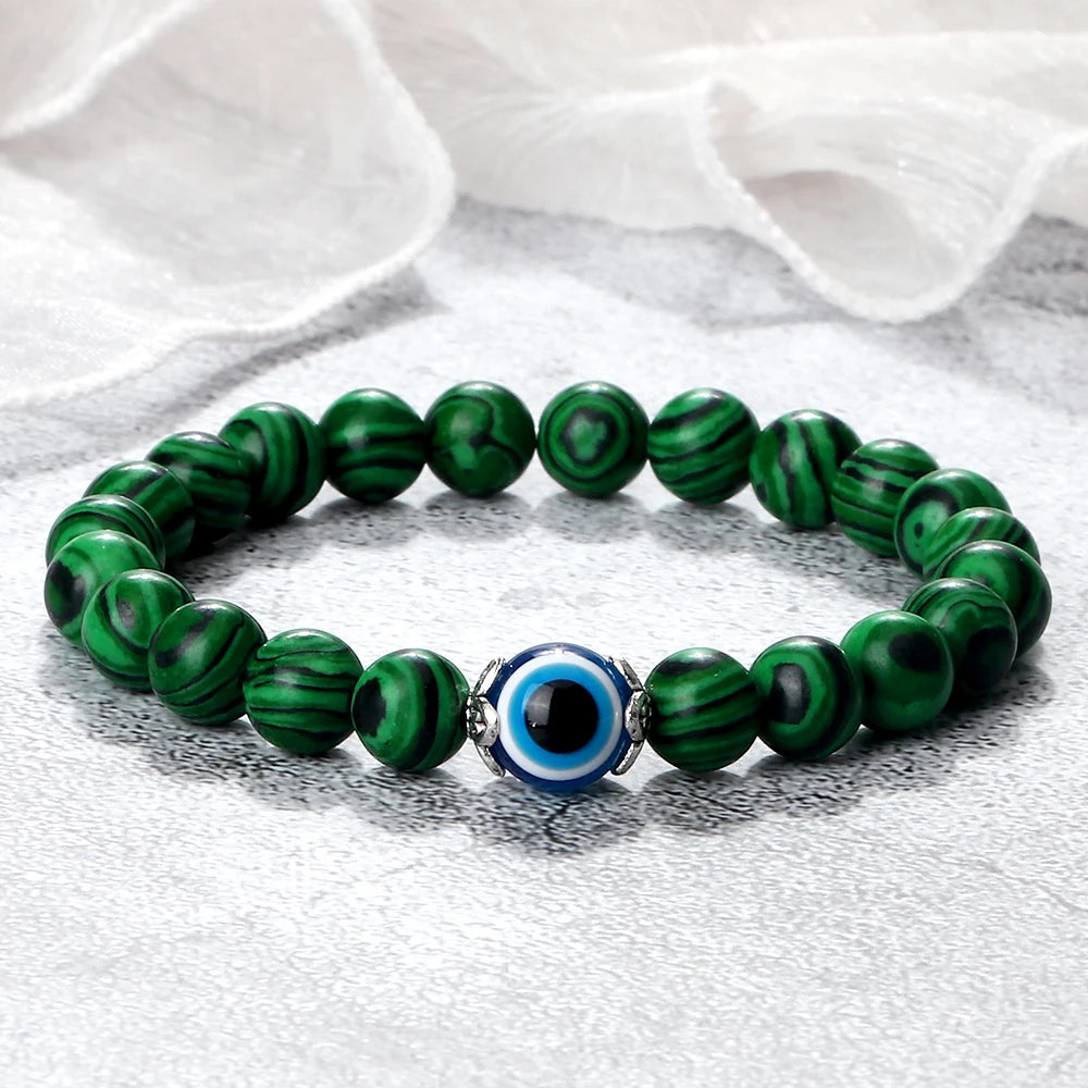 Elementerus Augen Armband Malachit mit weißen Hintergrund