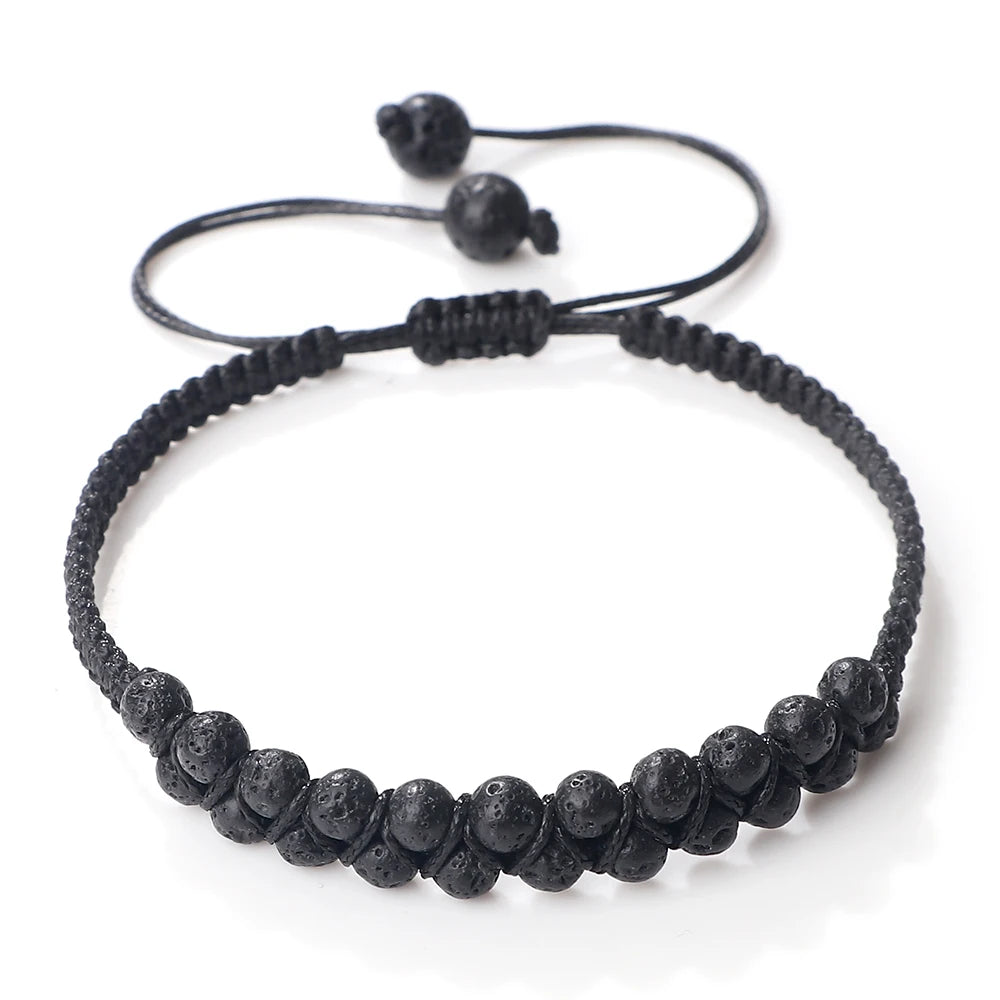 Energiefluss Armband – Doppelstein Lavastein