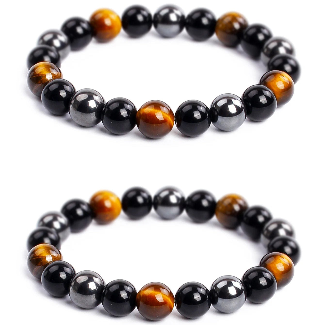 Hämatit Obsidian Tigerauge Kraftarmband doppelt