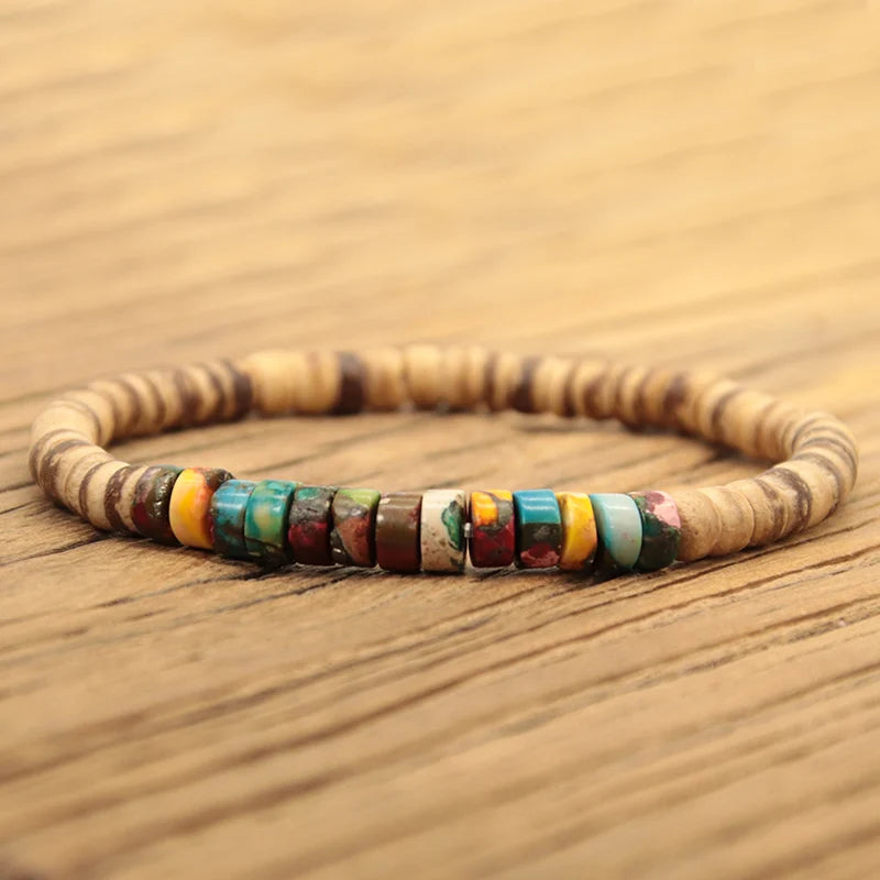 Naturstein Armband im Boho Stil Braun Nahaufnahme