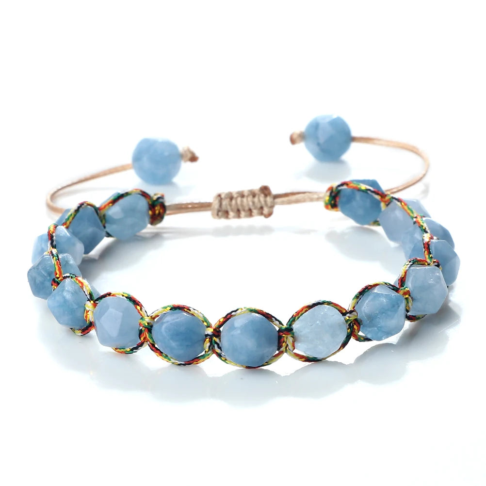 Kraftstein Knotenarmband Aquamarin