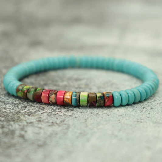 Naturstein Armband im Boho Stil Blau Nahaufnahme