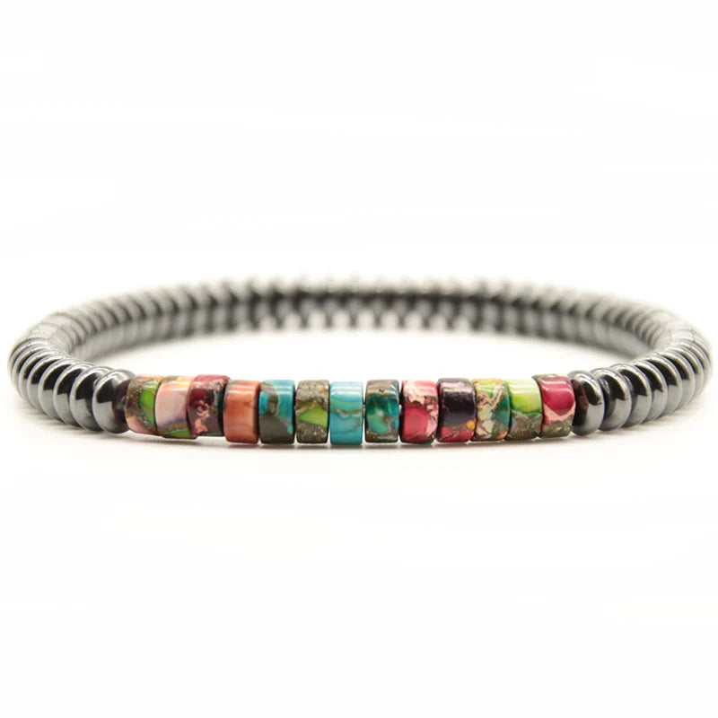 Naturstein Armband im Boho Stil Schwarz