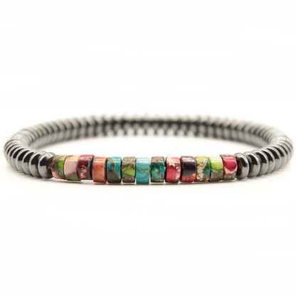 Naturstein Armband im Boho Stil Schwarz