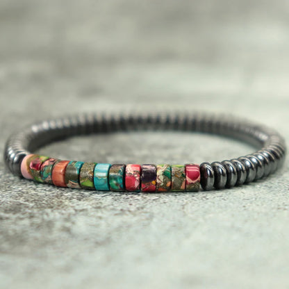 Naturstein Armband im Boho Stil schwarz Nahaufnahme